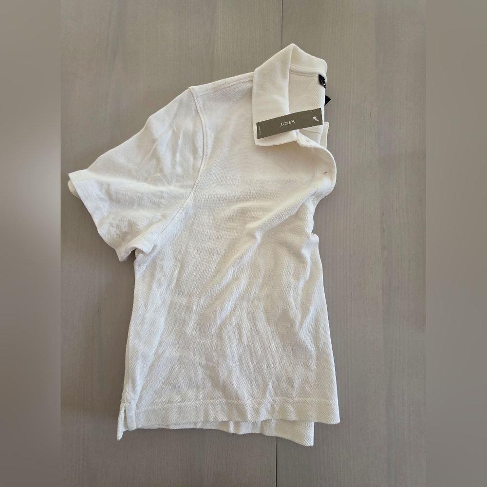 NWT J.Crew Women's Piqué cropped polo shirt Sz M $89 Old Money - Picture 3 of 5
